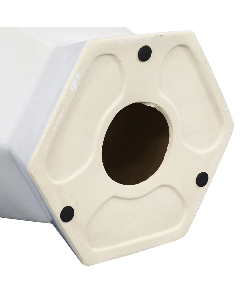 Moderno Geometric Ceramic Decorative Garden Stool - 17.25"