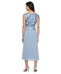 Alex Evenings Women's Sequined Jacket & Chiffon Midi Dress