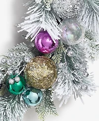 Holiday Lane Whimsy Silver Wreath With Colorful Ornaments, Macy's Exclusive