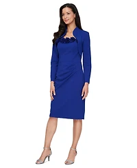 Alex Evenings Women's Rosette-Trim Square-Neck Dress & Shrug