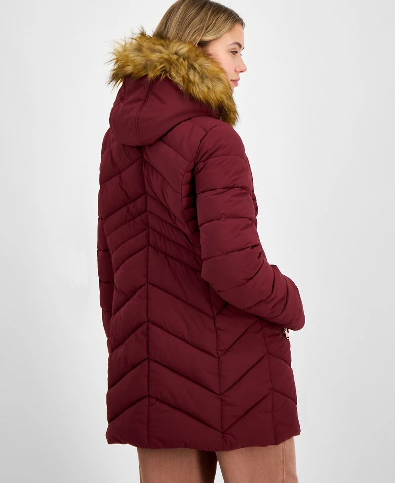 Maralyn & Me Juniors' Faux-Fur Hooded Puffer Coat