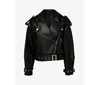 WeWoreWhat Women's Cropped Moto Jacket