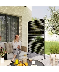 Outsunny Metal Outdoor Privacy Screen with Sd Divider,