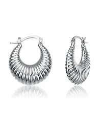 Seashell Long Hoop Earrings Set White Gold Plated, 14k or 18k Rose Plated