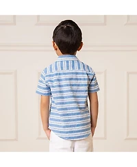 Hope & Henry Boys' Linen Short Sleeve Button Down Shirt, Kids