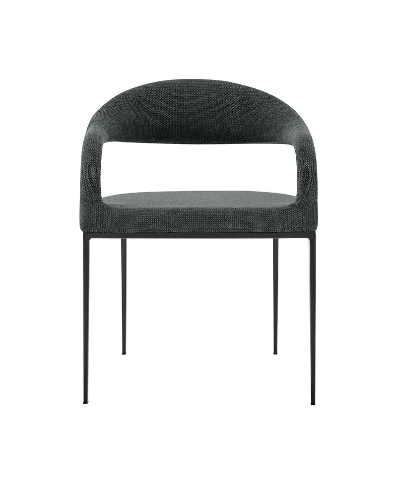 Set of 2 Upholstered Polyester Open Back Dining Arm Chairs