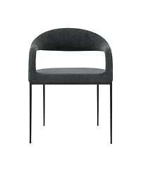 Set of 2 Upholstered Polyester Open Back Dining Arm Chairs
