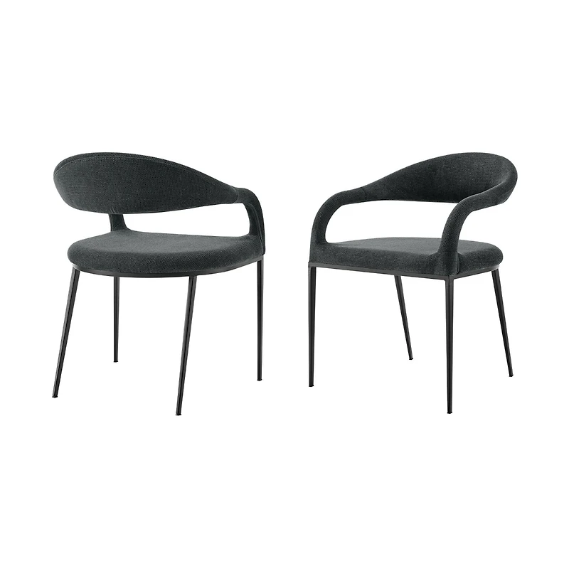 Set of 2 Upholstered Polyester Open Back Dining Arm Chairs