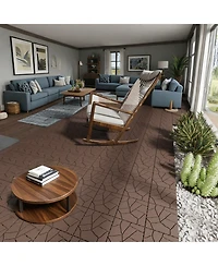 Streamdale 12" Deck Tiles, Diy Interlocking, Indoor/Outdoor, Easy Install, 44pcs Red Brown