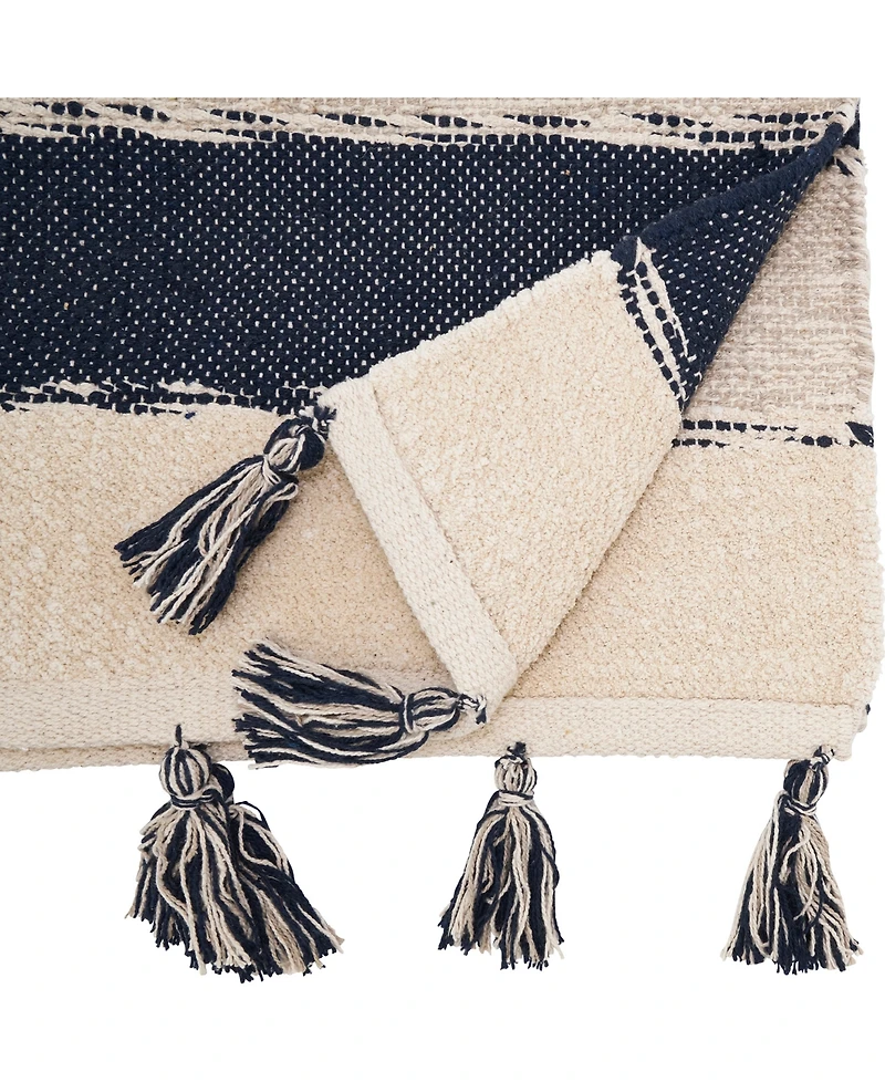 Saro Lifestyle Tasseled Stripe Table Runner, 16" x 72"