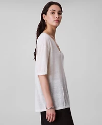 Calvin Klein Women's Short Sleeve Linen Blend Top