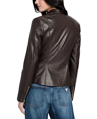 Guess Women's Faux-Leather Basketweave Jacket