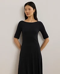 Lauren Ralph Women's Rib-Knit Stretch Cotton Midi Dress