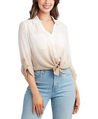 Bcx Juniors' Gauzy Dip-Dyed Shirt