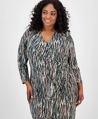 Kasper Plus Printed Wrap-Style Dress