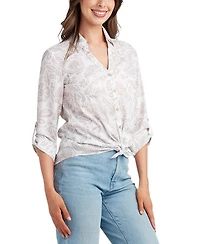 Bcx Juniors' Printed Button-Up Shirt