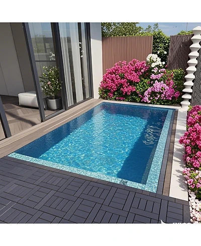 Streamdale 12" Deck Tiles, Interlocking, Indoor/Outdoor, Easy Install, 44pcs, Dark Gray