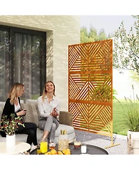 Outsunny Metal Outdoor Privacy Screen Outdoor Divider Trellis Rhombus
