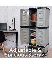 Versatile Storage Cabinet with 3 Adjustable Shelves and Lockable Doors - 57.5"