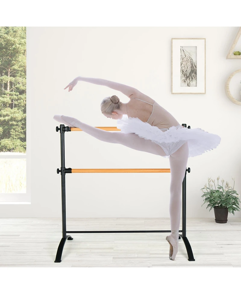 Portable Freestanding Double Ballet Barre for Home Dance and Stretching