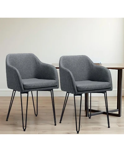 Set of Two Vintage Style Faux Leather Chairs for Dining Room Kitchen or Office Seating