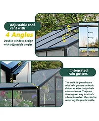 Streamdale 6x10 Polycarbonate Greenhouse Kit with Aluminum Frame and Adjustable Roof Vent