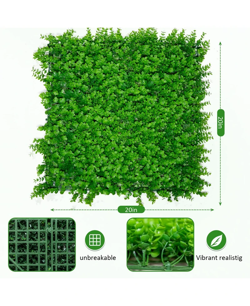 Grass Wall Panels (20pc): Privacy Screen, Indoor/Outdoor Green Wall Decor