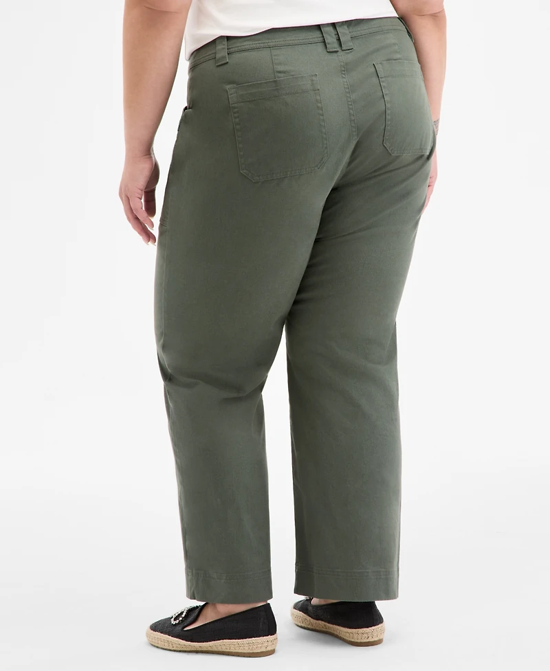 On 34th Trendy Plus Solid High-Rise Braid-Detail Pants, Exclusively at Macy's