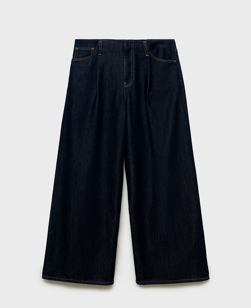 Mango Women's Wide Leg Denim Jeans