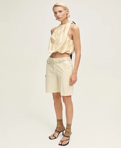 Mango Women's Wrinkled Fabric Balloon Effect Blouse