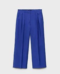Mango Women's Pleated Wide Leg Suit Pants