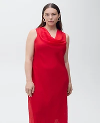 Mango Women's Draped Neck Lyocell Dress