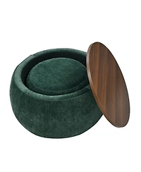 Multifunctional Round Ottoman Coffee Table with Wood Lid Hidden Seat and Storage for Bedroom or Living Room No Assembly Needed-The Pop Home