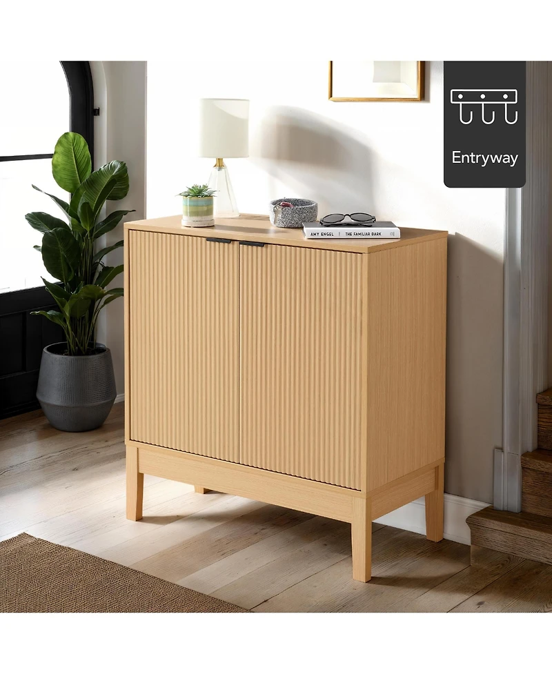 Best Choice Products 2-Door Reeded Storage Cabinet w/ Soft-Close Doors, Multipurpose Accent Furniture
