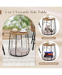 3 Pcs Outdoor Furniture Set with Pet House & Heavy Duty Metal Frame