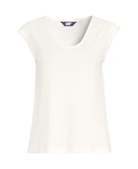 Lands' End Women's Linen Blend Cap Sleeve Gathered Shoulder Tee