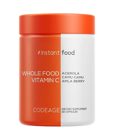 Codeage Whole Food Vitamin C Supplement - Acerola Cherry, Camu Camu, Amla Berry & Rose Hips Blend - Citrus Bioflavonoids