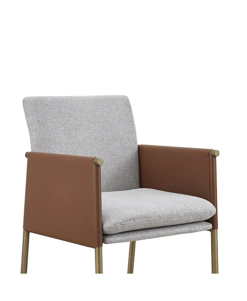 Upholstered Fabric Dining Arm Chair with Cushioned Seat and Backrest