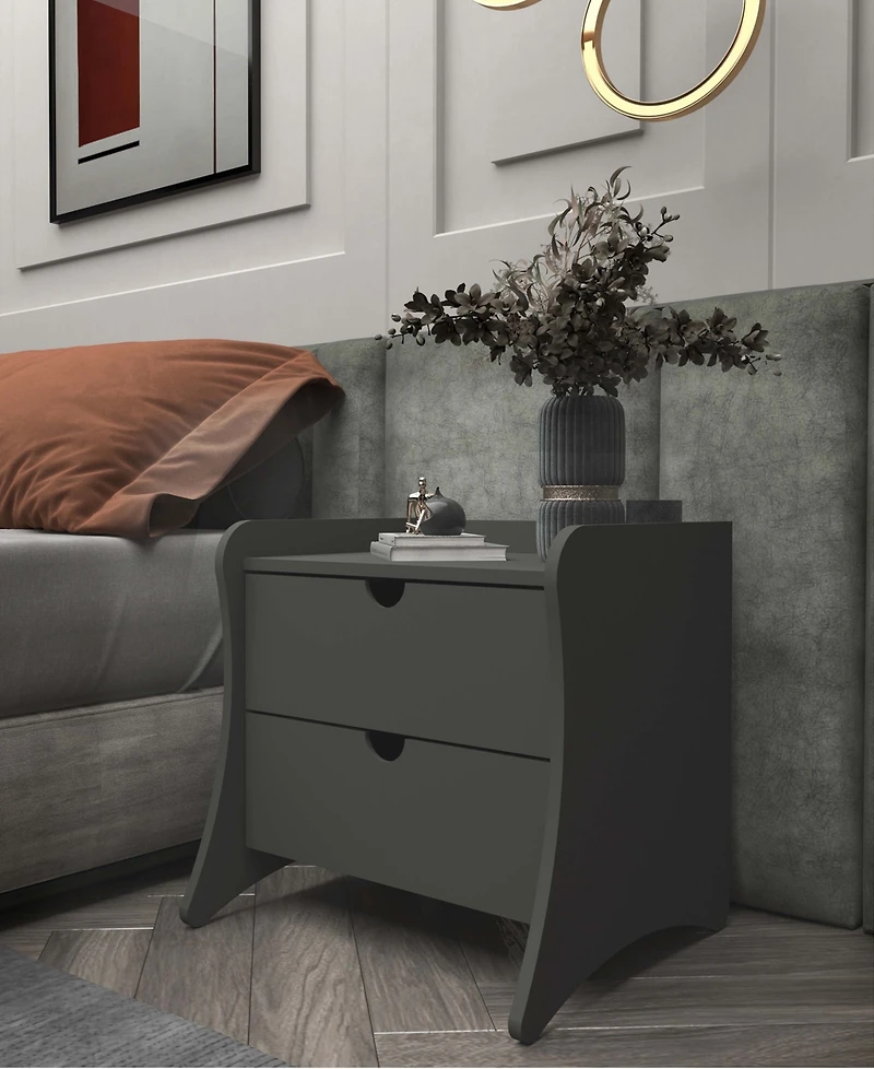 Manhattan Comfort Coney 19.68" Mid-Century Modern 2-Drawer Nightstand