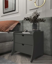 Manhattan Comfort Coney 19.68" Mid-Century Modern 2-Drawer Nightstand