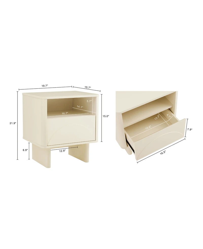 Manhattan Comfort Ella 2-Pc. 19.7" Modern 2-Full Extension Drawer Nightstand Set