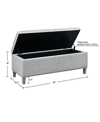 Rectangular Upholstered Storage Bench with Soft Close Lid, Solid Wood Legs for Entryway, Bedroom, or Living Room-The Pop Home