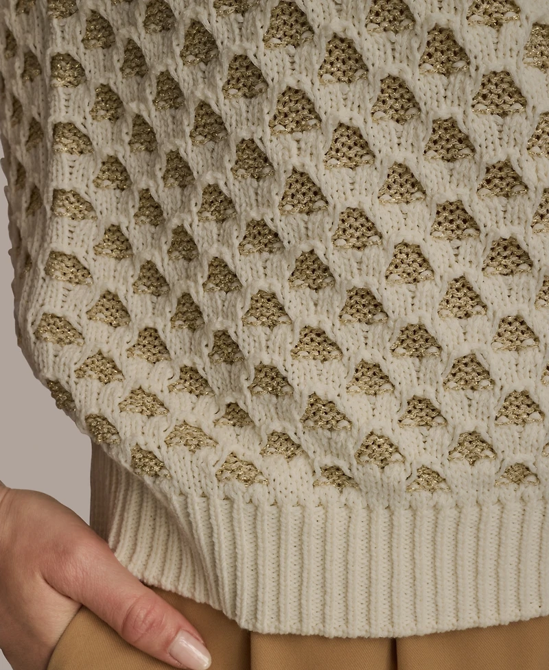 Donna Karan New York Women's Two-Tone Honeycomb Sweater