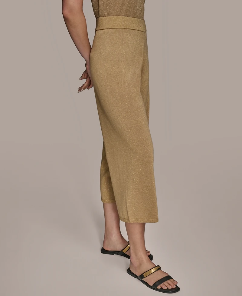 Donna Karan New York Women's Cropped Metallic Knit Pull-On Pants