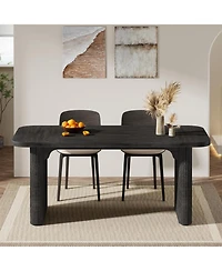 Tribesigns Dining Table for 4-6, Rectangular Wood Kitchen with Double Pedestal, 62-Inch Dinner Room, Living Easy Assembly
