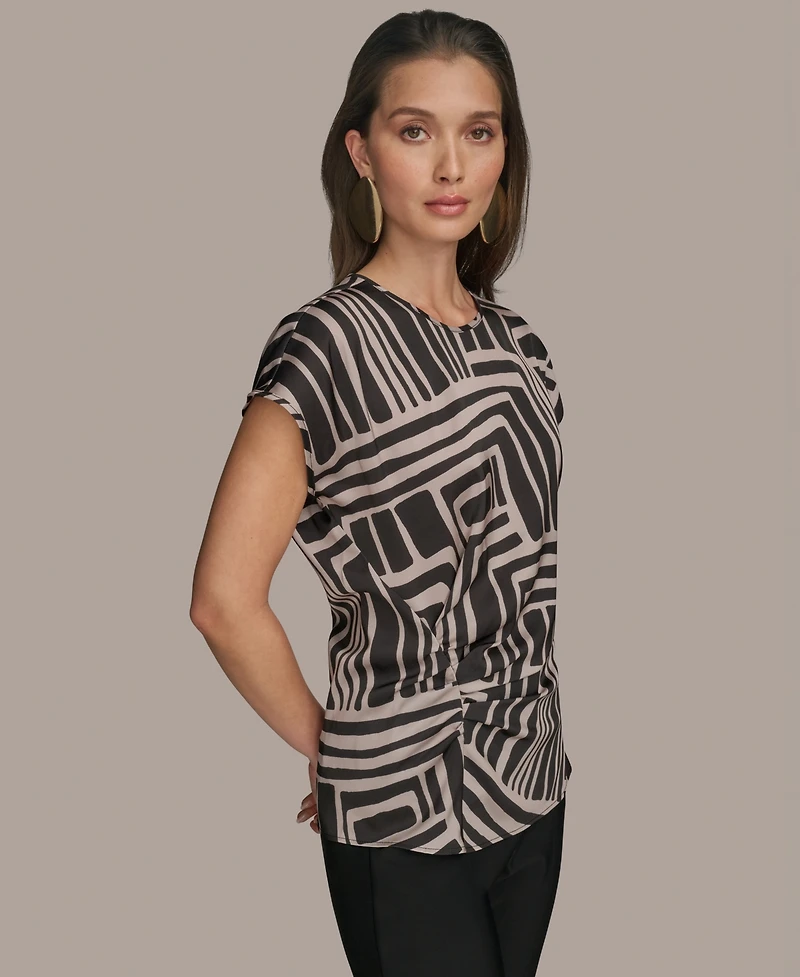 Donna Karan New York Women's Cap-Sleeve Printed Top