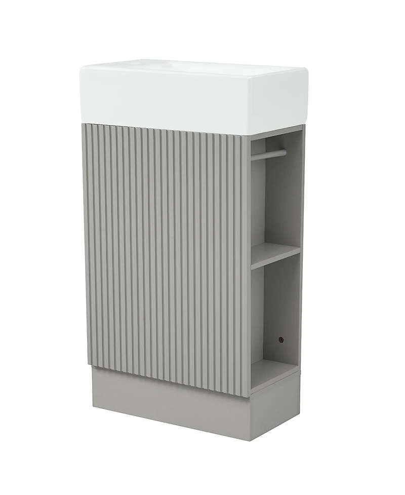 Streamdale 18.6" Bathroom Vanity with Sink, Bathroom Vanity Cabinet with Two-tier Shelf, Left or Right Orientation, Grey