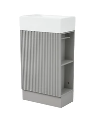 Streamdale 18.6" Bathroom Vanity with Sink, Bathroom Vanity Cabinet with Two-tier Shelf, Left or Right Orientation, Grey