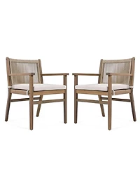 Streamdale Acacia Wood Armchairs with Rope Back and Cushions, Set of 2