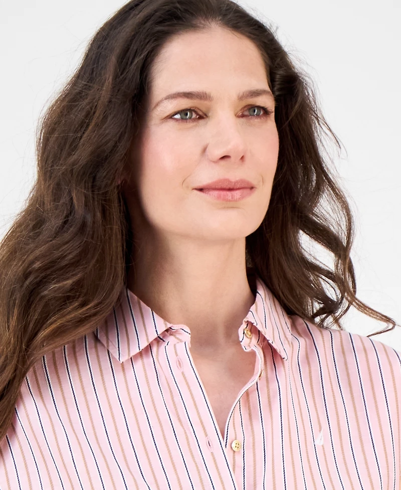 Nautica Jeans Women's Striped Cotton Side-Tie Blouse